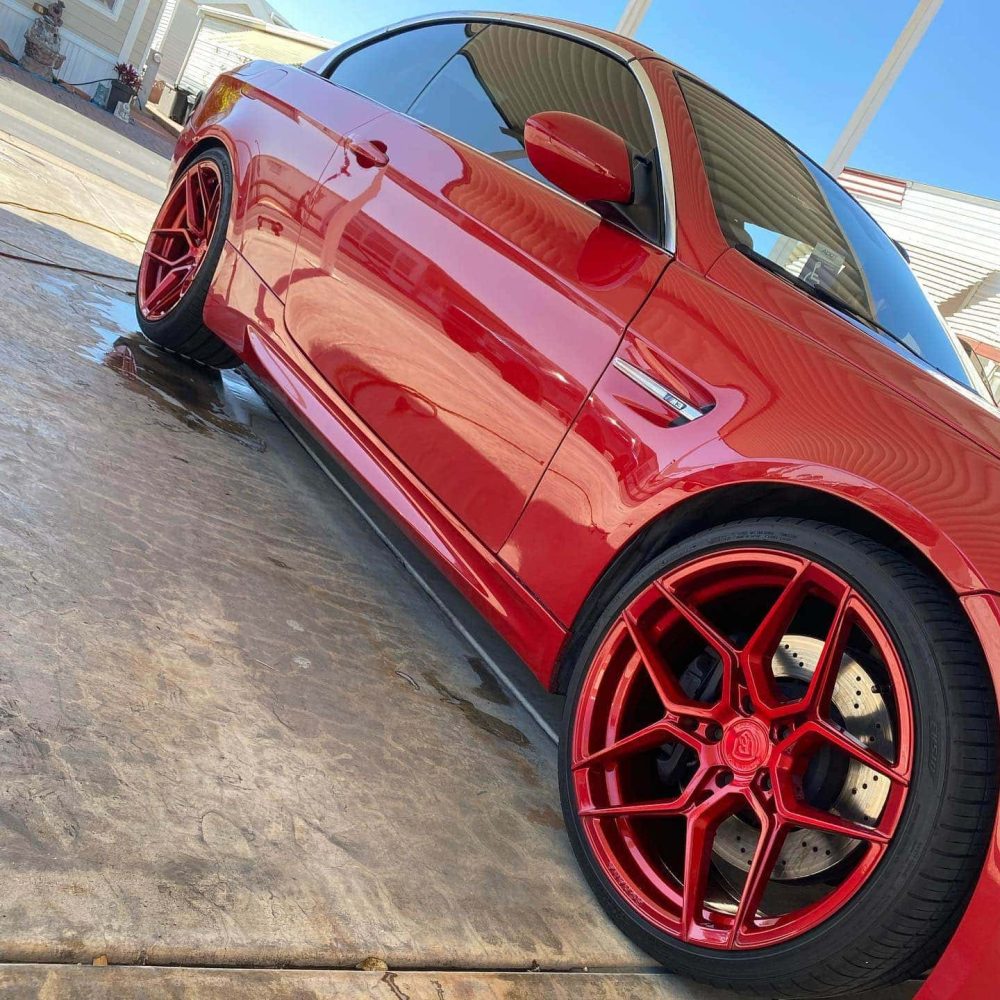 Ceramic coating a red car in Gilbert Arizona